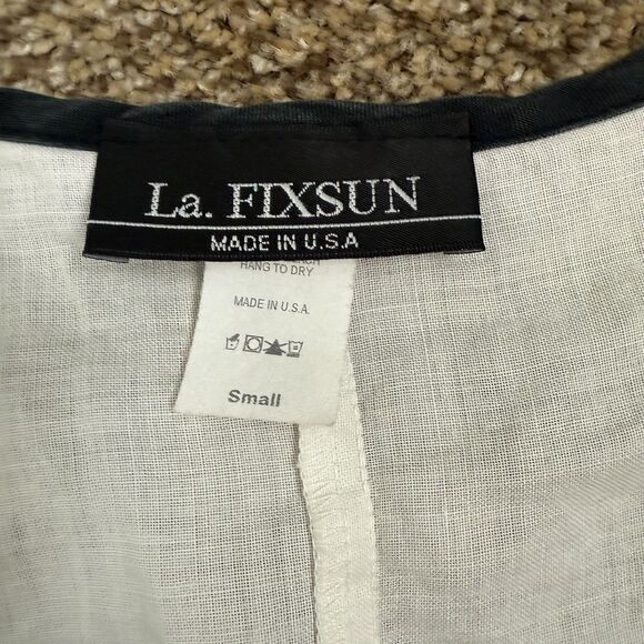 LA Fixsun Linen Tunic Top Womens S Oversized Lagenlook Minimalist Polka Dots - Picture 5 of 13